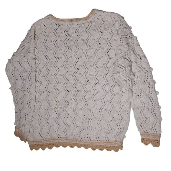 Express Tricot Hand Knit White Sweater Women's Size M - Picture 2 of 5